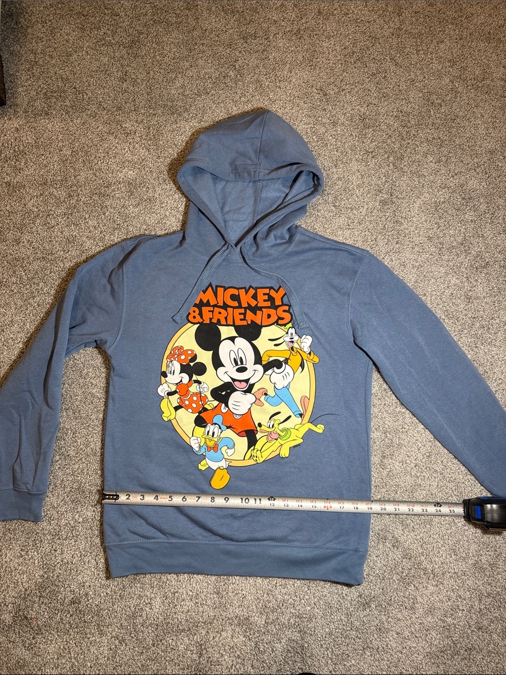 Disney Blue Mickey & Friends Graphic Hoodie Size Large